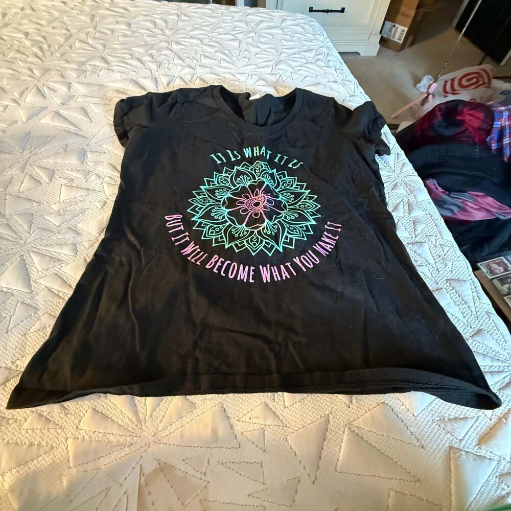 Black Mandala Print Sparkle T-Shirt